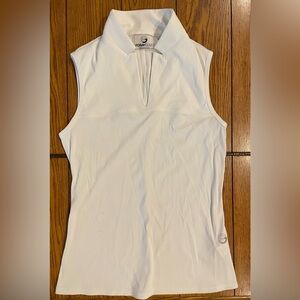 EUC FORAY GOLF Rib Short Sleeve Notch Collar Polo Shirt, medium, white